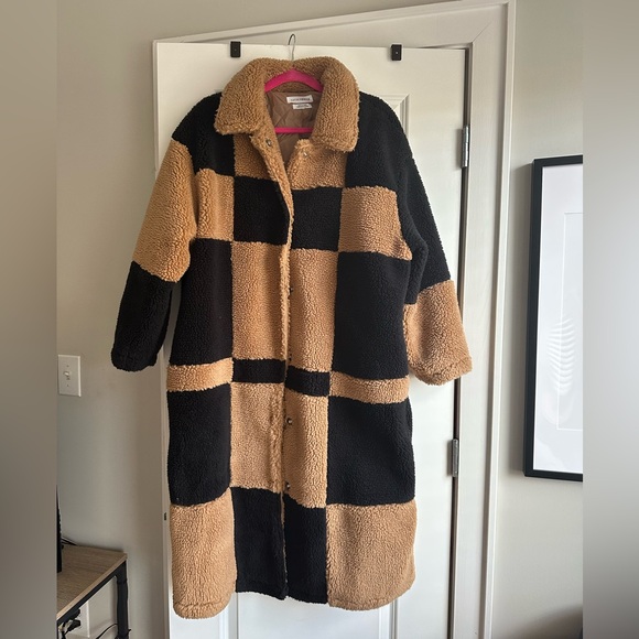 Urban Outfitters Native Youth Checked Teddy Coat - Picture 4 of 4